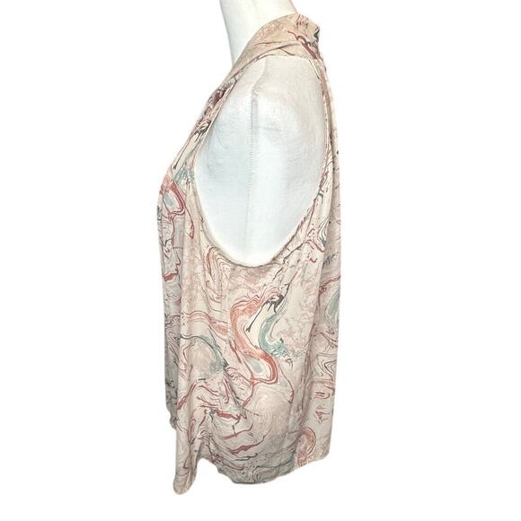Torrid High Neck Tank Blouse Marble Pattern Cream Teal Rust Color Size 1 (14/16) - Picture 5 of 8